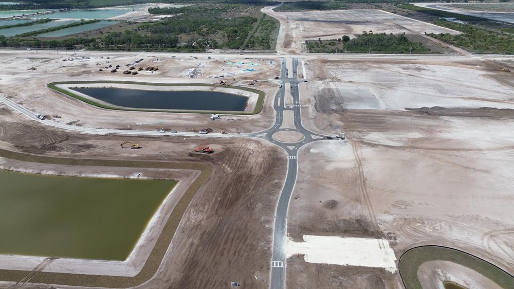 Kingston's entrance road and roundabout under construction off Corkscrew Road